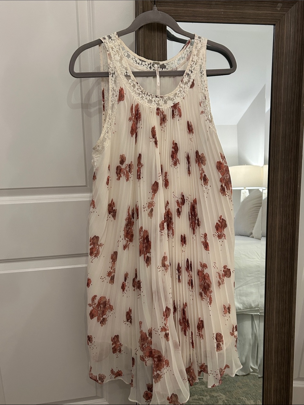 Free People Pleated Floral Dress with Lace